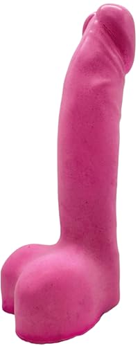 Beton Männerfigur Skulptur Handmade – Humorvolle Deko, Steinguss, handbemalt, Garten & Indoor, Geschenk, 18x8x4 cm, Unikat (Pink)