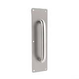 Edelstahl-Push-Ziehplatte, 300 x 80 mm breite Basis für Türgriff für Schiebetüren aus Holz und Warenladen, Inspektion, silberfarbene Oberfläche (mit Griff)