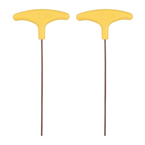 QUARKZMAN 2 Stück T-Griff Innensechskantschlüssel 2.5mm Metrisch S2 Stahl Extra Langer Arm Gelb T-Schlüssel Flaches Ende Innensechskant Schraubenschlüsselwerkzeug Für Haus Auto Motorrad