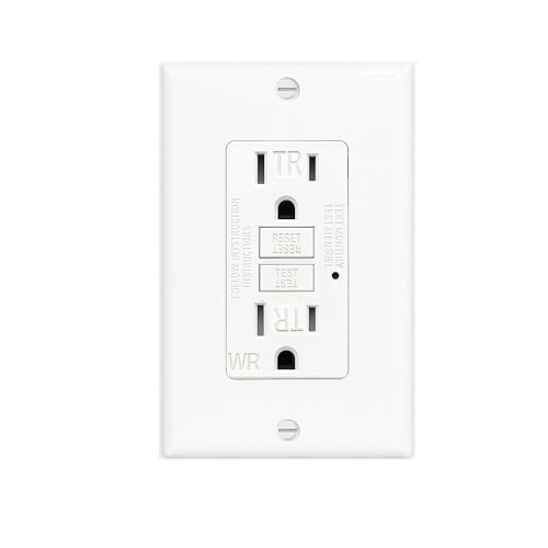 (15 AMP-1 Pack)LOONAVA GFCI Outlet WR White – Tamper Resistant, Weather Resistant GFI Receptacle with Self-Test, LED Indicator,UL Listed, Easy Install – Ground Fault Outlet for Outdoor Use & Bathroom