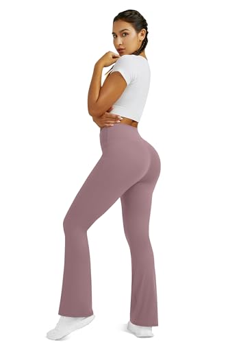 Image of Flare Leggings for Women with Pockets 2pack High Waisted Crossover Flare Leggings Bootcut Yoga Pants