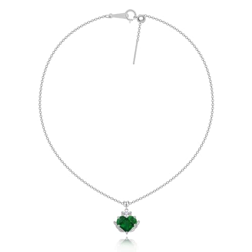 Aohik Elegant Platinum Heart Crystal Pendant Necklace, Cubic Zirconia Charm, Fashion Jewelry for Women,Adjustable Chain (Green) — view 2