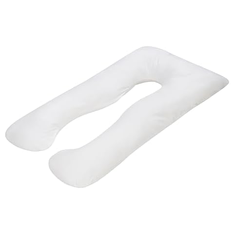 HOMESJUN Pregnancy Pillows for Sleeping, U Shaped Full Body Pillow 55 Inch, Maternity Pillow Support for Belly, Back, Legs and Hip with Removable Cover, White Cover