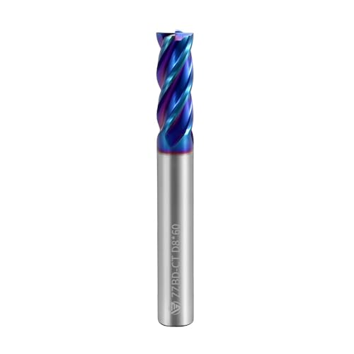 Image of Carbide Square End Mills-4 Flute HRC65 TiSiN Coated,for Milling Alloy Steels, Hardened Steel, Metal etc.1 Pcs D8x60mm