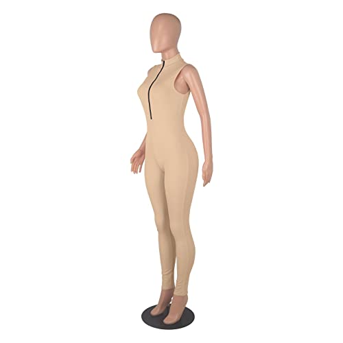 Jumpsuit bodycon mujer romper sin mangas mono corto ajustado playsuit 5