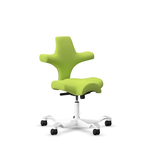 Image of HAG Capisco Standard Chair-White Frame-Upholstered Bright Green