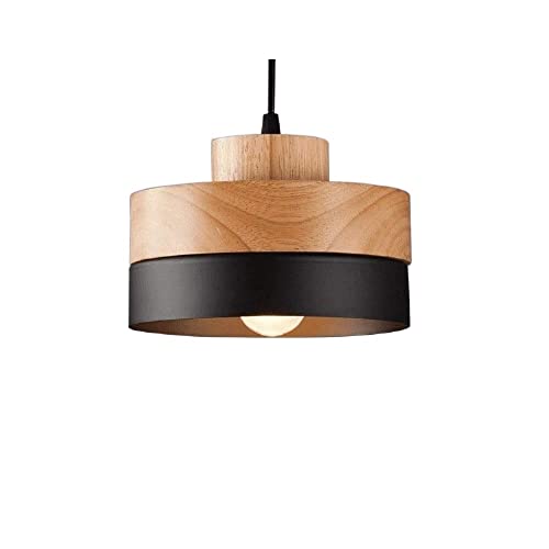 Lustre suspension métal imitation grain de bois pour salle à manger