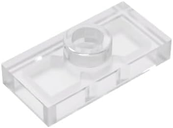 50Pcs Transparent Gobricks GDS-803 Plate Special 1 x 2 with 1 Stud Without Groove (Jumper) Compatible with Lego 3794 15573 Components for Major Brick Brands，Building and Construction