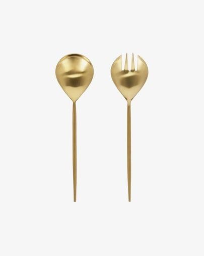 APAAR CUTLERY Pine Gold SS 18/10 Salad Server Set of 2 Gift Pack 3