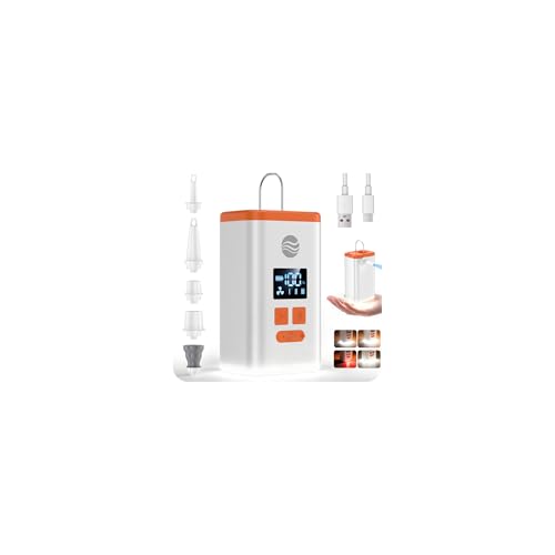 Mini Bomba Eléctrica de Aire 4.8 kPa, Inflador Eléctrico con Linterna de Camping, Inflado y Desinflado Rápido de 300L/min, Portátil para Camas Inflables Flotador Bolsas Vacío Ropa, Viajes y Aire Libre