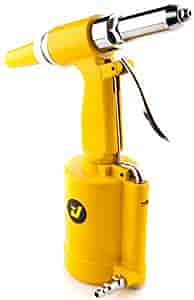 JEGS Air Rivet Gun | 1/4 “ NPT Inlet | Air Consumption: 4 CFM | 60 To 90 PSI Operating Pressure | Includes Air Fitting, 2 Wrenches, 3/32 “, 1/8 “, 5/32 “, & 3/16 “ Rivet Nose Pieces