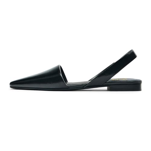 miss left Women Stretchy Slingback Closed Square Toe Flats Elastic Strap Slip Ons Comfort Walking Office Shoes Size 4-16 US2