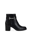 BOSANOVA Botines de tacón para Mujer con Pieza metálica Decorativa y Suela Lisa con tacón Ancho de 7 cm. Cierre con Cremallera. Calzado para Mujer Negro 39