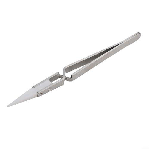 Yuanpgky Pinzette antistatiche per saldatura in acciaio inossidabile con punta dritta per applicazioni di saldatura elettronica e industriale (A)