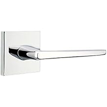 EMTEK Square Rosette Privacy Set with Matching Finish Hermes Lever - Choice of Left/Right Handing and 6 Finishes - 5210HERRHUS26 - Right Handed RH - Polished Chrome US26