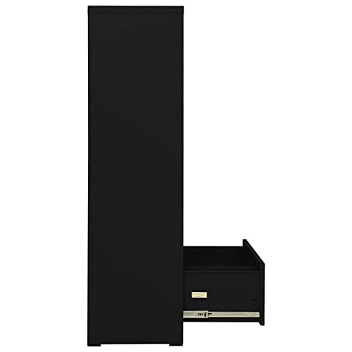 Armadietto portadocumenti in metallo nero con serratura 90 x 46 x 164 cm per ufficio e casa Sto Solut con Ders sicuri per forniture di documenti e risparmio di spazio efficiente nizat