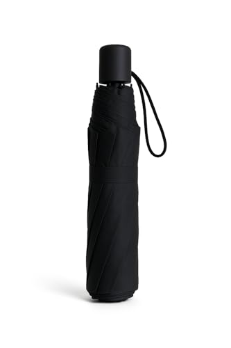 Image of Compact 3-Fold Black Umbrella - Windproof & Travel-Friendly, Manual Open-Close for Man, Women, Kids, Girls, Boys