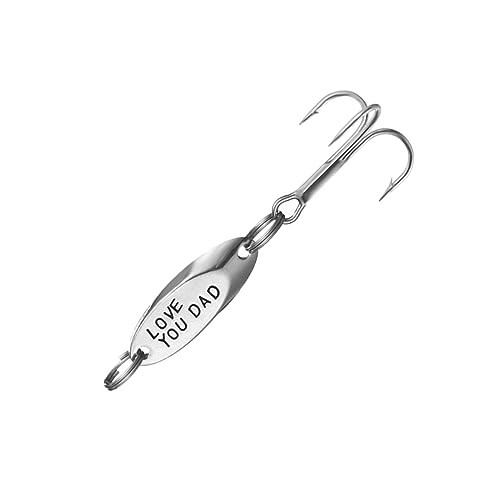 HANABASS Edelstahl Gitarren-plektron Fischköder Mit Dreifachem Haken Wetterfeste Angelköder Dekoration Love You Dad Muster Robustes Angelzubehör Geschenk Für Vatertag Und Angler