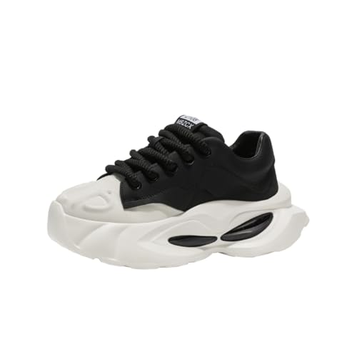 Men's Thick Soled Sports Shoes with Two Tone Shoelaces, Spliced Upper, Unique Anti Slip Pattern, Suitable for Daily and Sports use