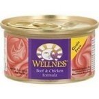 Wellness Pet Products Cat Food - Beef and Chicken - Case of 24 - 5.5 oz.