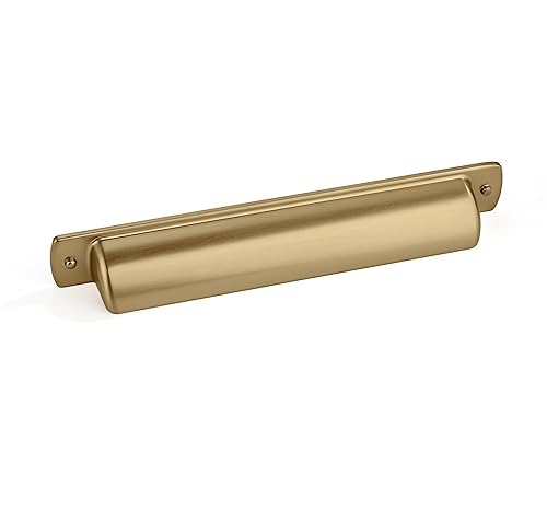 khtumeware 6 Pack 5" Drawer Pulls Brushed Brass Cabinet Cup Pulls Kitchen Hardware Brushed Gold Cabinet Handles Drawer Handles Knobs 5 inch Hole Center by khtumeware - Used condition - US$16.48