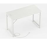 iSunirm Escritorio Gaming de 82 cm con Enchufes y Puertos USB, Blanco