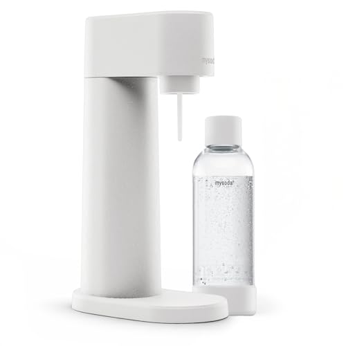 Mysoda: Woody Wassersprudler aus erneuerbarem Holzkomposit mit 1L Quick-Lock BPA-freier Plastikflasche (ohne CO2-Zylinder) - Weiß