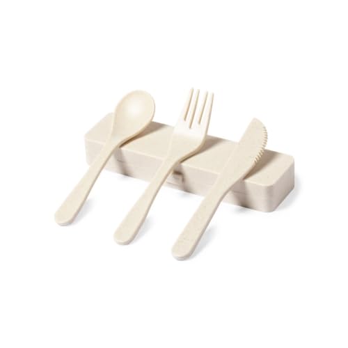 DISOK Lote de 50 Sets de Cubiertos PP en Estuche. Detalles Prácticos bodas, regalos para colegios, viajes, restaurantes, bautizos y comuniones.