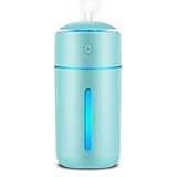 【2025新登場】 加湿器 卓上 小型 Type-C充電式 卓上加湿器 除菌 大容量350ML 超音波式 次亜塩素酸水対応 静音 持ち運び便利 軽量 コンパクト コードレス 2段階ミスト 7色LEDライト 乾燥対策 花粉対策 水漏れ防止 長時間運転 自動停止機能 オフィス 子供部屋 寝室 車載 家庭用 (ブルー)