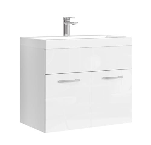 Badplaats B.V. Mobile da Bagno Montreal 01 60cm Bianco Lucido - Armadio mobiletto lavabo Mobili Armadietto