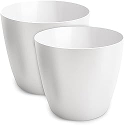 Maceteros Plasticos Decorados TULMERO Macetero mate, maceta de plástico, maceta decorativa para plantas grandes y pequeñas, juego de 2 macetas, macetero para hierbas, color blanco, diámetro de 20 cm