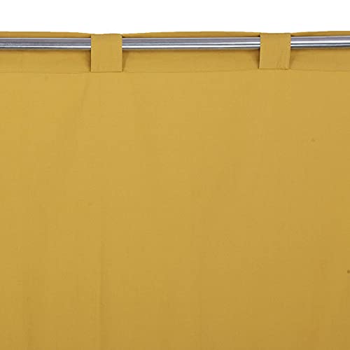 Image of LINENWALAS Cotton Linen Textured Hangs Elegantly with Back Loops Curtains for Door (4.5ft x 8.5ft, Mustard) - Set of 2
