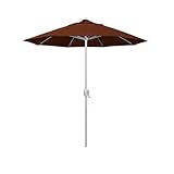 California Umbrella 7.5' Rd Aluminum Patio Umbrella, Crank Lift, Auto Tilt, White Finish, Terracotta