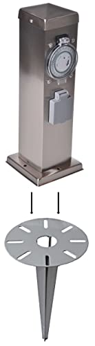 Novatool Steckdosensäule I Zeitschaltuhr I 2 Fach I Silber gebürstet I...