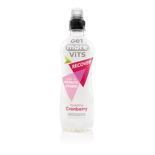 Get More Vits - Sports Recovery & Hydrating Cranberry Flavoured Spring Water (12 x 500ml), Electrolytes, B Vitamins, Sugar-Free, Low-Calorie, Boosts Energy, Natural Flavours, Vegetarian, Vegan