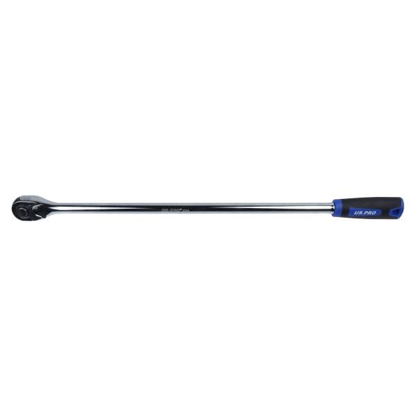 US PRO Tools 1/2" Drive Extra Long 600mm 72T Straight Ratchet TPR Grip 4244
