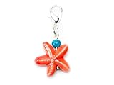 Miniblings Seestern Charm Anhänger Handarbeit Meer Urlaub Keramik rot - Handmade Modeschmuck |...