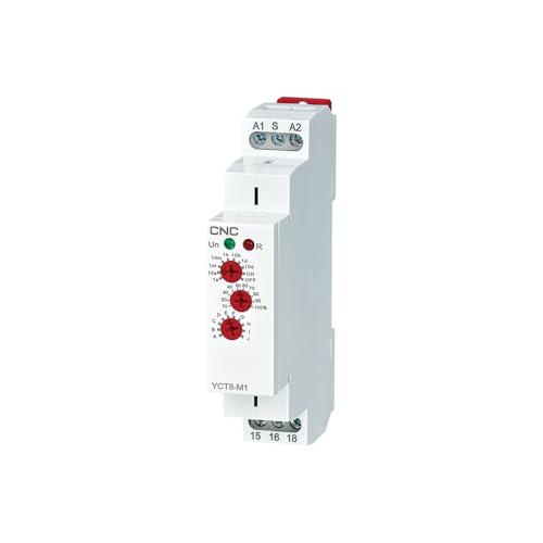 CNC YCT8-M1 16A Multifunction Timer Relay with 10 Function Choices AC/DC 12V -220V Time Delay Relay 1 Output Control Relays DIN Rail Mount Industrial Automation