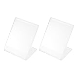 CALLARON Soporte de Plástico Transparente en Forma de L, Porta Tarjetas y Letreros de Mesa, Pack de 2 Unidades, para Exhibición Clara en Tiendas, Restaurantes y Eventos