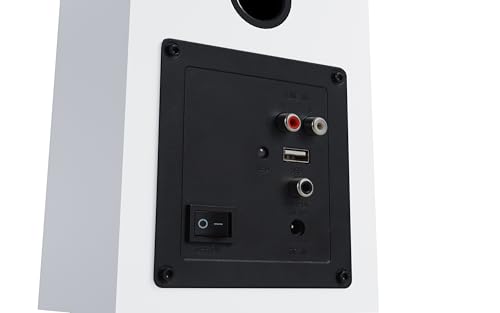 Computer Speakers for Desktop PC, 60W Powerful Sound with Deep Bass & Clear Treble – Compact Bookshelf Speakers for Home Office, Laptop, Music, Audiobooks (White, Pair) - Image 6