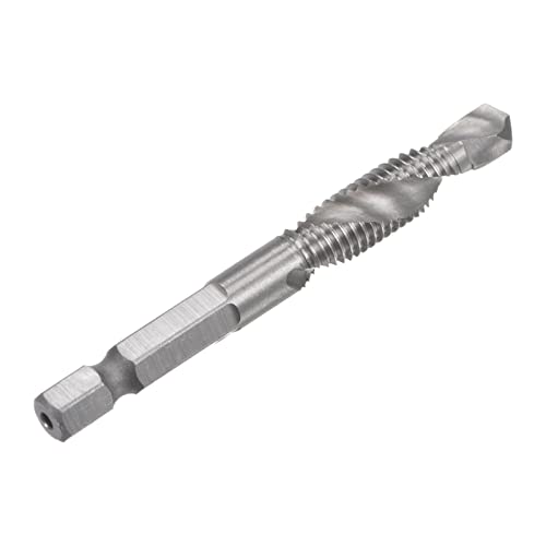 Uxcell Combination Drill And Tap Bit, 1/4" Hex Shank M8 X 1.25 Metric Uncoated High Speed Steel 4341 Spiral Flute Drilling Tapping Tool Extra Long 2Pcs #TOP4