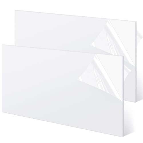 Image of Wonderjune 2 Pcs 1 /4 inch x 12 inch x 24 inch White Acrylic Sheet Translucent Acrylic Sheet 1 /4 Inch Plastic Sheets for DIY Projects, Laser Cutting & Engraving Friendly