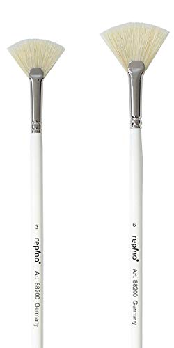 Repino Fan Brush Set Of 2 - Size #3 And #6 - Professional Artist Paint Brushes For Oil Painting #TOP1