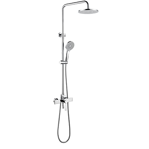 Système de douche exposé avec mitigeur de pluie et douchette 3 fonctions pour salle de bain