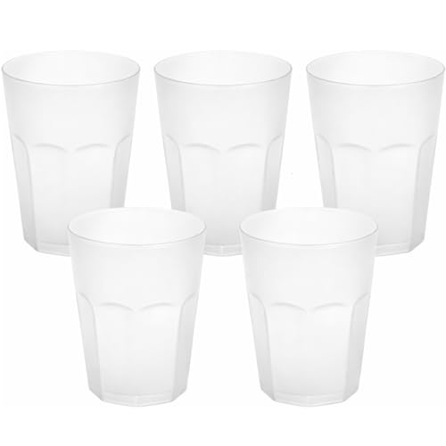 ENGELLAND - 6 bicchieri di plastica, colore bianco, da cocktail, 400 ml, impilabili, riutilizzabili, in plastica, effetto gelo, riutilizzabili, per feste, bicchiere da bere