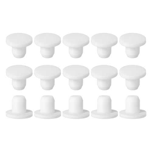 Image of uxcell 15Pcs Silicone Hole Plug, Waterproof Solid T-Shaped Rubber Stoppers Bottle Seal Tube Pipe Plug End Cap for 8.2mm /0.32 inch Hole for Bathtub Bottle, 0.35 inch Plug Height, White