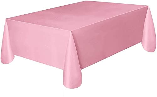 QQOUTLET Pack of 4: Disposable Plastic Tablecloths/Table Covers, 54 x 108 inches Each (Pink)