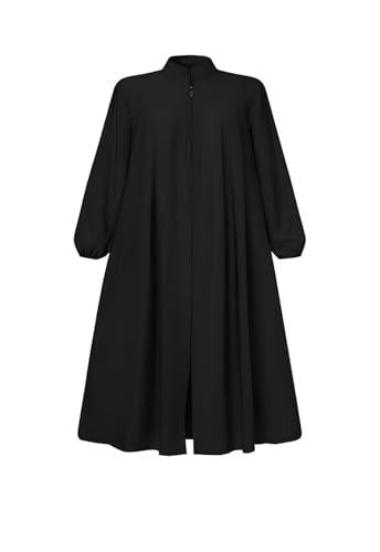Girls Abaya Muslim Dress with Front Zipper 2 Pockets Dress Long Sleeve Solid Islamic Prayer Clothes for Kids3