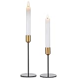 MODERNO Y ELEGANTE: los elegantes candelabros con acabado latón se inspiraron diseño de mediados siglo. Ideal para agregar elegancia atemporal a su manto, mesa cena o evento especial.