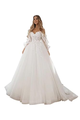 cantcauli Lace Appliques Wedding Dress for Bride Mermaid Off Shoulder Bridal Gown with Train CT035